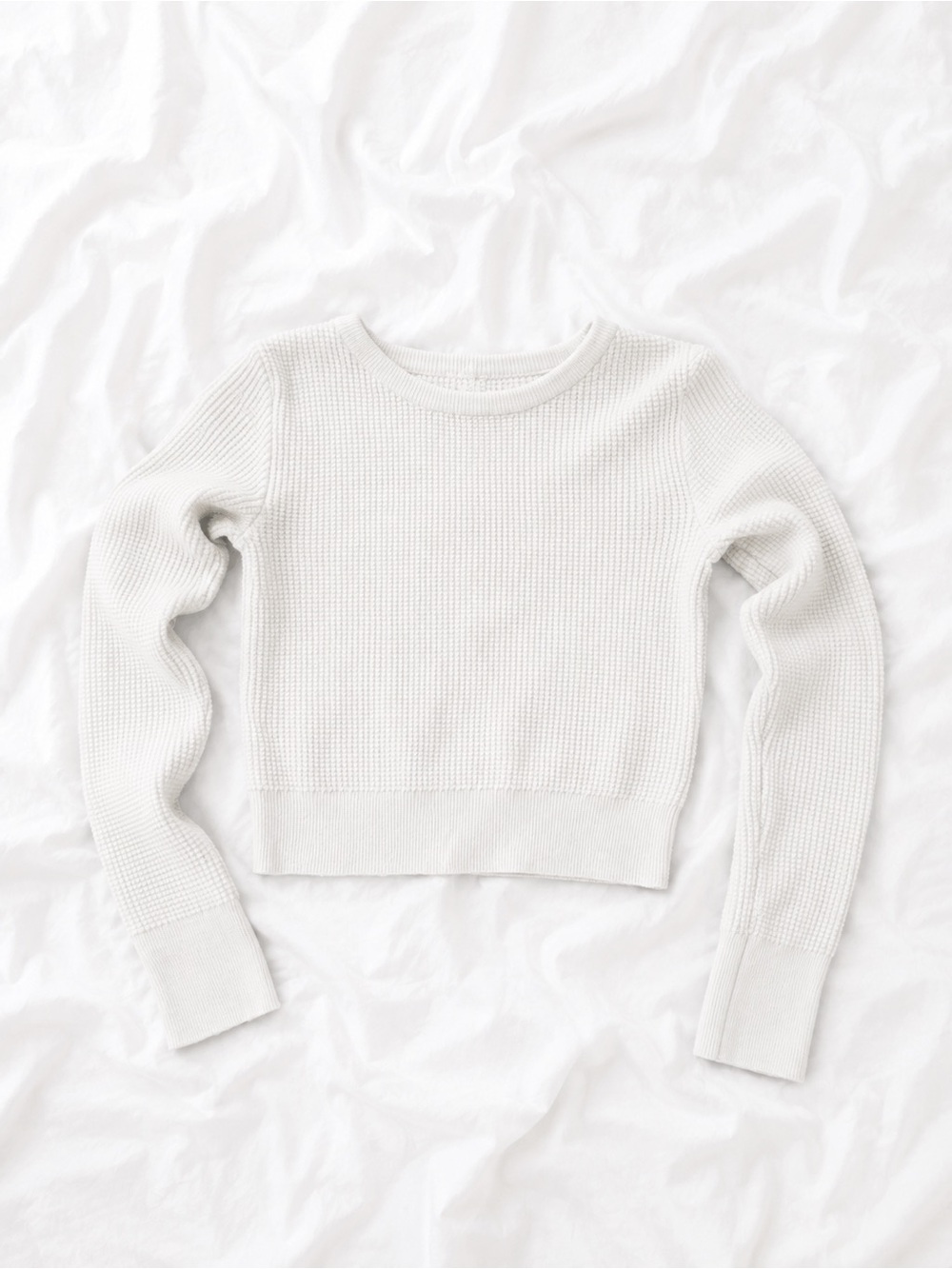 Garage Cream Waffle Knit Crewneck Sweater